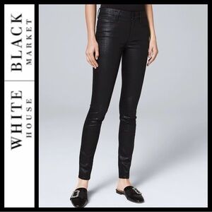 NWOT WHBM Mid-Rise Coated Croc-Embossed Skinny Jeans